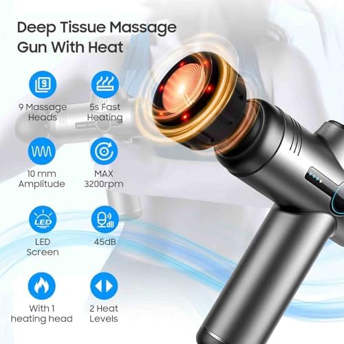 Massage Gun with Heat, Powerful Warming Massage, Home & Travel,Grey - Image 4