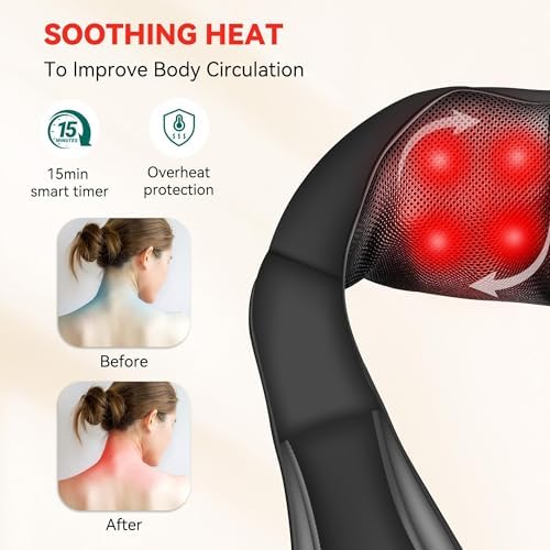 Snailax Cordless Shiatsu Neck and Shoulder Massager with Heat - Image 4