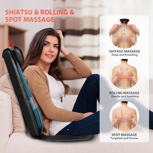 CuPiLo Back Massager for Chair - Full Back Massager with Heat for Back Pain Relief Deep Tissue, Chair Massager Pad, Back Support Inflatable Flap Massage Chair Cushion, Gifts for Men Dad - Image 4