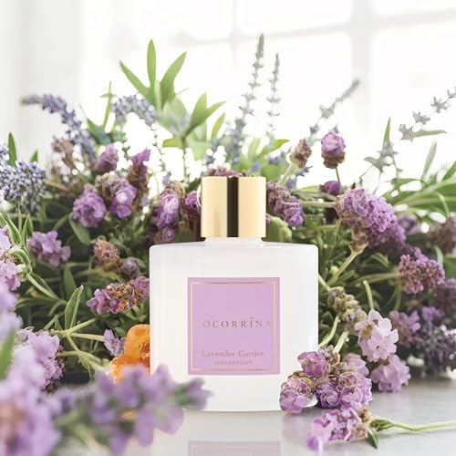 COCORRÍNA Reed Diffuser - Lavender Garden 6.7 Fl.oz Reed Diffuser Set with Sticks & Preserved Baby's Breath, Reed Diffuser for Home Bathroom Shelf Decor - Image 3