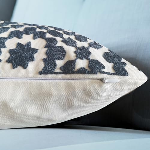2PCS Pack Aitliving Decorative Throw Pillow Covers Muted Slate Blue Trellis Embroidery Dark Blue Mina Lumbar Pillowcases Cushion Covers Navy Blue Lumbar Pillow Sham 30x50cm for Outdoor Accent Pillows - Image 5