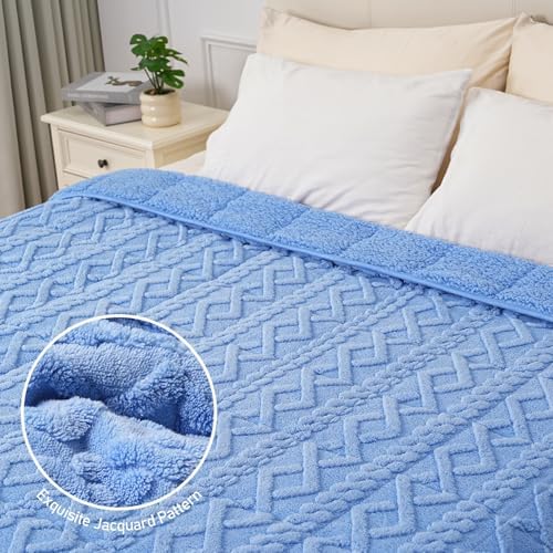 Wemore Soft Weighted Blanket for Adults 15 lbs Queen Size 60" x 80" Blue - Image 5