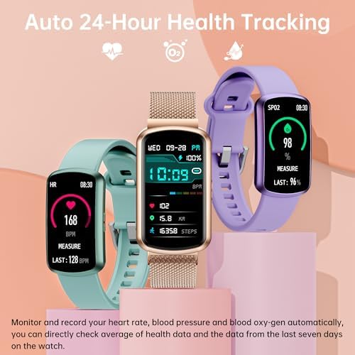 Health Fitness Tracker with 24/7 Heart Rate, Smart Watch with Blood Pressure and Blood Oxy-gen Monitor, Bulit-in 120+ Sport Mode, Sleep Tracking Waterproof Activity Tracker for Women Men - Image 2