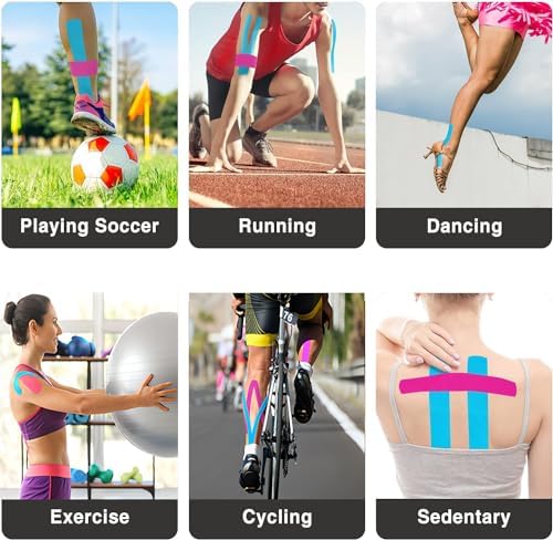 Kinesiology Tape Precut-85 Strips | Elastic Cotton Athletic Tape for Joints Support & Muscle Pain Relief-2inch x 10inch| Hypoallergenic & Waterproof K Tape for Ankle Knees Running Any Activity(7Color) - Image 5