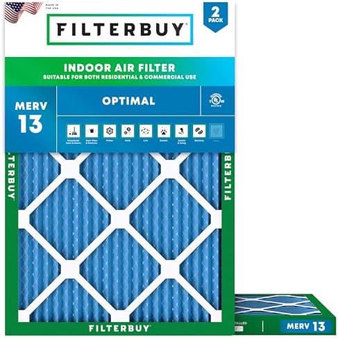Filterbuy 17x21x1 Air Filter MERV 13 Smoke & Allergy Defense (2-Pack) by Filterbuy