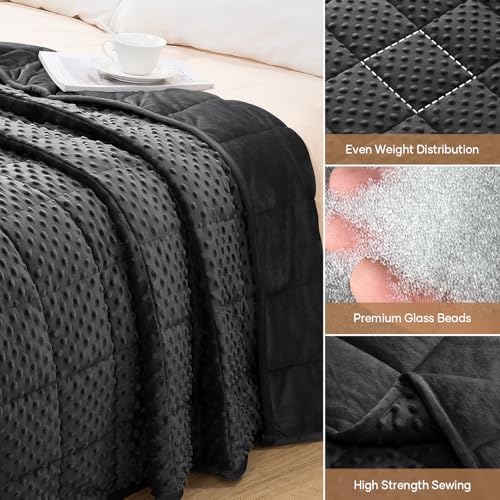 Wemore Weighted Blanket for Adults 12 lbs Queen Size 60"x80" Black - Image 6