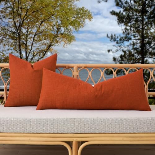 Kevin Textile Outdoor Waterproof 14”x36” Pillow Cover 1 Pack, Dark Orange - Image 5