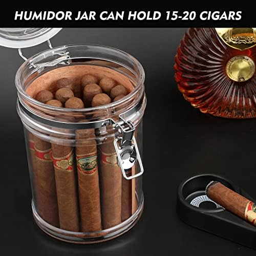 XIFEI Acrylic Humidor Jar with Humidifier and Hygrometer,humidor that can Hold About 18 Cigars (Clear) - Image 6
