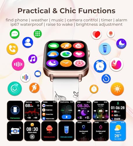 Iaret Smart Watch for Women, 1.83" HD Fitness Tracker with 4 Bands, Answer/Make Calls, Heart Rate/Sleep/SpO2/Step Tracking, 100+ Sport Modes, Android/iPhone Compatible Gift (Black Gold) - Image 7