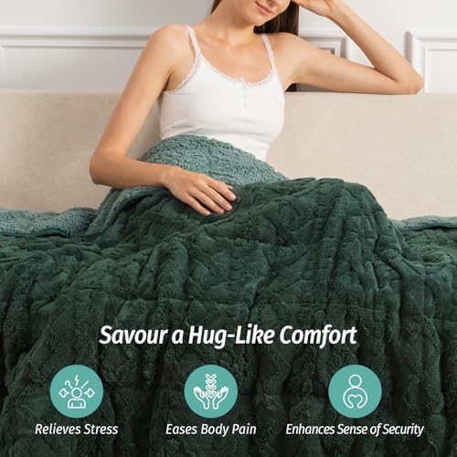 Wemore Cozy Weighted Blankets for Sleep Queen 60" x 80" 20 lbs Dark Green - Image 5