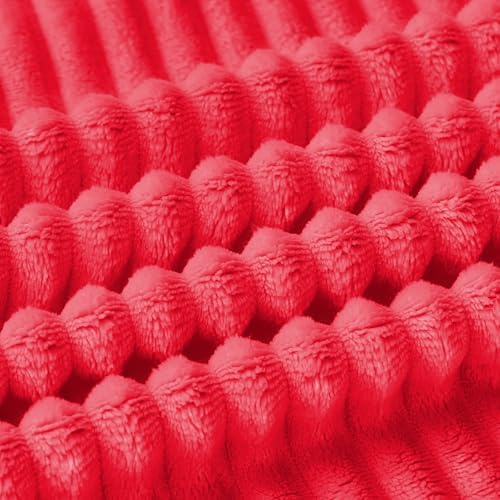 Bnuitland Fleece Throw Blanket for Couch, 300GSM Soft Warm Cozy Fluffy Throw for Adults & Kids, Stripe Pattern, All Season Sofa Bed Blanket for Home Decor, Magenta 50"x60" - Image 7