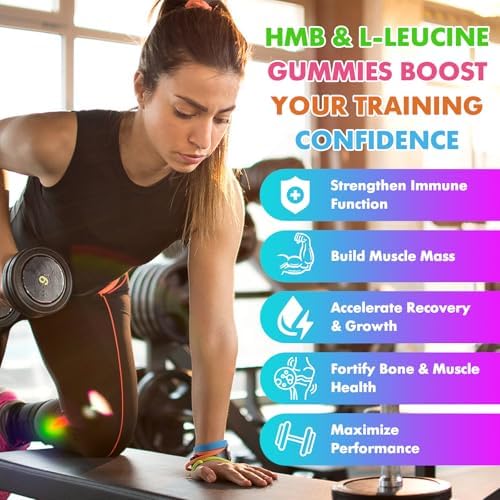 HMB & L-Leucine 3000mg with Calcium Gummies - Muscle Support & Recovery for Adults & Elderly, Vegan, Gluten Free, 60 Gummies - Image 3
