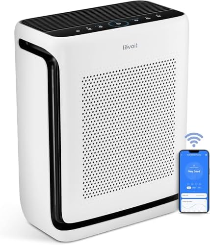 LEVOIT Air Purifiers for Home Large Room Up to 1875 Ft² with Washable Pre-Filter, AHAM VERIFIDE, Air Quality Monitor, HEPA Sleep Mode for Allergies, Pet Hair in Bedroom, Vital 200S-P, White by Levoit