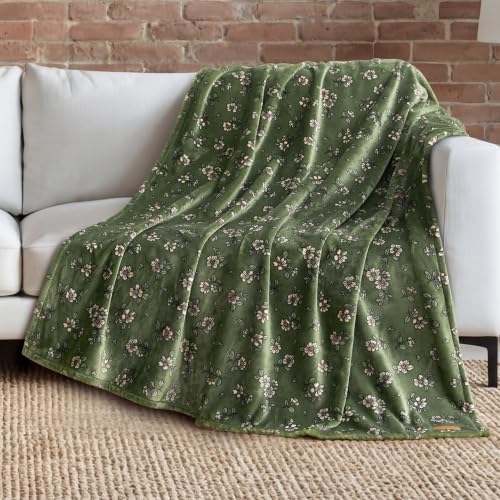 Lucky Brand Daisy Chain Olive Plush Throw, Olivine, 50 x 70 in by LuckyBrand