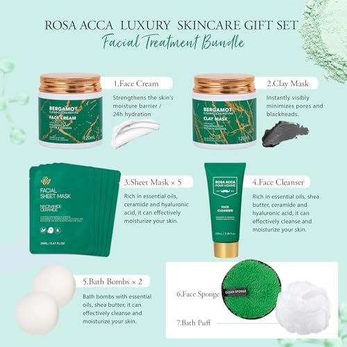30 pcs Father's Day Gifts, Bergamot Facial Skin Care Set Gifts for Men, Beard Grooming Kit, Bath & Body Gift Basket Set, Self-Care Gift, Face Cleanser, Birthday, Christmas, Anniversary, Husband, Dad - Image 3