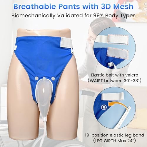 Urine Collection Bag Reusable Wearable Silicone Urine Drainage Device with 2 Bag Systems (Elderly Men, Blue) - Image 5