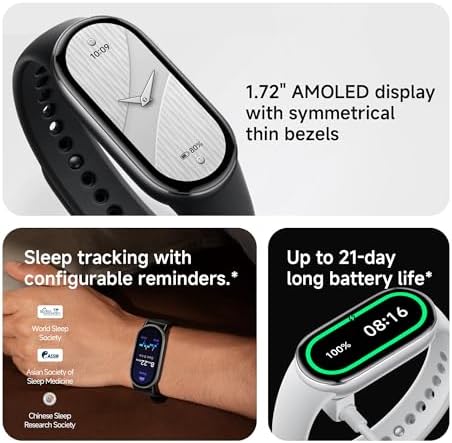 XIAOMI Mi Smart Watch Band 10, 5ATM Waterproof Fitness Step Tracker Sports Digital Smart Watch Health Band for Men Women, 1.72" AMOLED Display, 150+ Sports Modes 24/7 Sleep Monitor (Mystic Rose) - Image 3