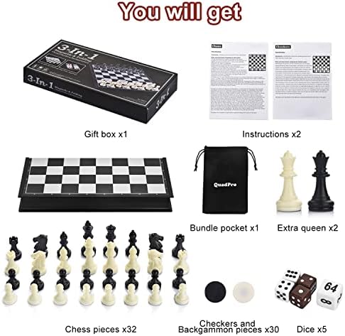 3 in 1 Magnetic Chess Checkers Backgammon Game Set for Kids Adults - Image 6