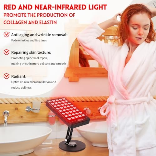 Red Light Therapy, 40 LEDs 660nm Red 850nm Near Infrared Light with Timer, High Power Panel Lamp Device for Body, Skin, Face, Recovery, Improve Sleep (Black) - Image 6