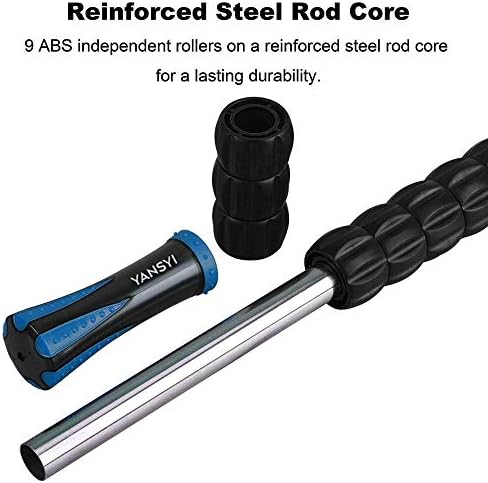 YANSYI Professional 9-Roller Deep Tissue Massage Stick - Portable Muscle Recovery Roller for Athletes, Relieves Post-Workout Soreness & Leg/Back Pain - Portable Physio Tool (Blue 1) - Image 5