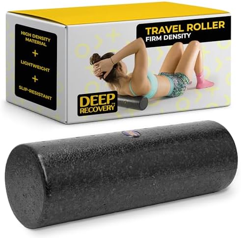 Deep Recovery Yoga Foam Roller for Physical Therapy & Exercise – Black Back Roller for Back Pain, Legs, and Shoulders, 12in x 4in Travel Size – Deep Tissue Massage for Myofascial Release by DeepRecovery