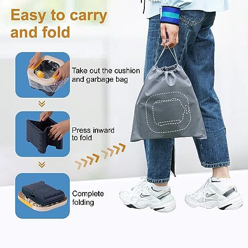 Toilet Bowls for Children Toddler Travel,Foldable Travel Potty for Boys Girls Emergency Toilets for Car,Outdoor,Camping and Indoor Seat with Storage Bag（Bean Paste Powder） - Image 2