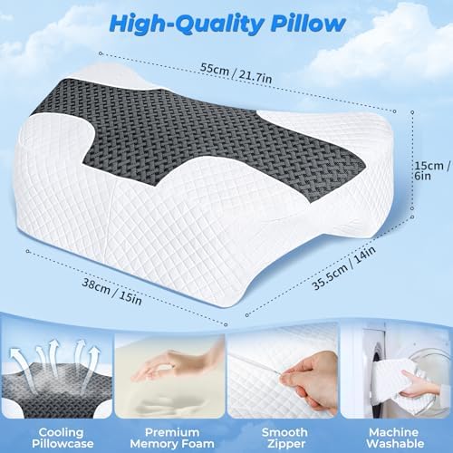 SAHEYER Side Sleeper Pillow with Arm Hole, Upgraded Memory Foam Shoulder Pillow for Neck Pain Relief, Adjustable Multi-Angle Arm Tunnels Support for Adults Pressure-Free Sleep (Black) - Image 2