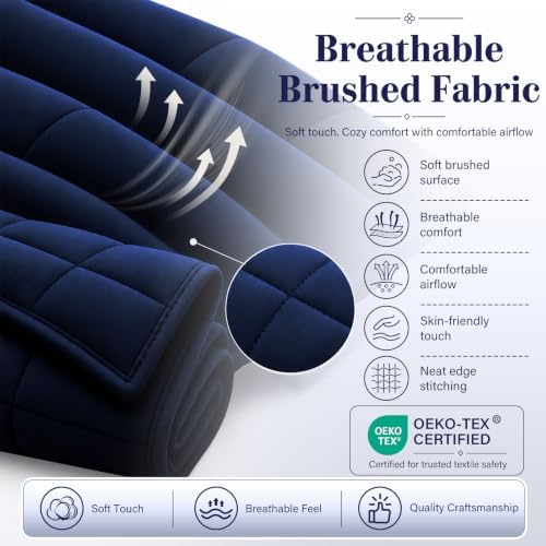 L'AGRATY King Size Weighted Blanket for Adults 20lbs, 88"x104" Cooling Heavy Blanket Microfiber Breathable Big Weighted Throw Blanket for Couple Summer Fall Winter, Grey - Image 6