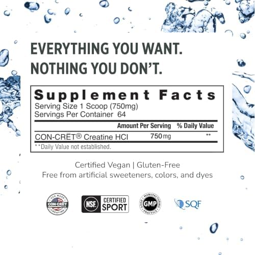 CON-CRET Creatine HCl Powder for Women and Men, Unflavored, 64 Servings - Image 6