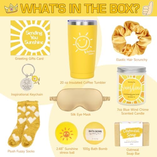 Gift Baskets for Women, 10pcs Unique Birthday Gifts for Women, Best Friend Birthday Christmas Gift, Get Well Soon Gift Basket Sending Sunshine Cheer Up Box for Sister Friendship - BRIGHTEN UP HER DAY - Image 3