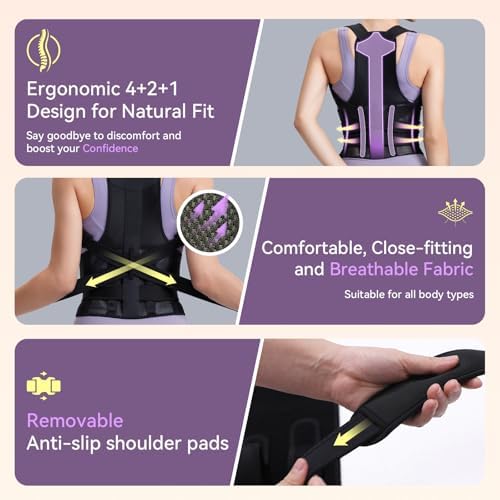 Posture Corrector for Women and Men, Adjustable Back Support Brace for Office, Home, Daily Wear, Breathable Shoulder Straightener for Upper Lower Back Pain Relief, Under Clothes Hunchback Correction - Image 4