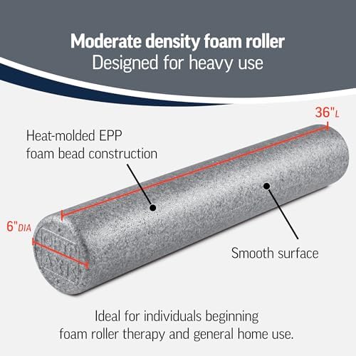 OPTP Silver AXIS Moderately Firm Foam Roller – Round, Silver, 36" x 6" - Image 3