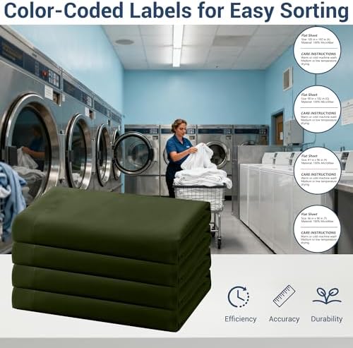 King Flat Sheet Only, 1 Pack Top Bed Sheets, Soft Breathable Brushed Microfiber Color-Coded Label Threads, (105"x102",Olive Green) - Image 4