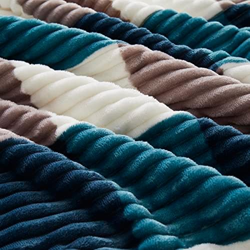 PU MEI Sherpa Blanket Twin Plaid Thick Bed Blanket, 60”*80” Super Soft Flannel Fuzzy Fleece Reversible Velvet Plush Warm Blanket for Couch (Teal Check, 60"*80") - Image 5