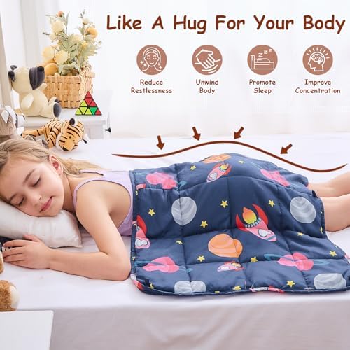 yescool Weighted Lap Pad 2 Pounds Weighted Lap Blanket, Space Plane Small Weighted Blanket, Weighted Throw Blanket Gifts for Travel Indoor Outdoor, 20"x30" - Image 5