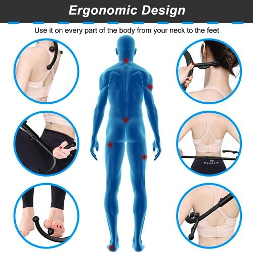 AISZG Back and Neck Massager - Massage Trigger Point Cane,Birthday Gifts for Women Men Her Him Mom,Valentines Day Gifts for Her Him Boyfriend(Black) - Image 3