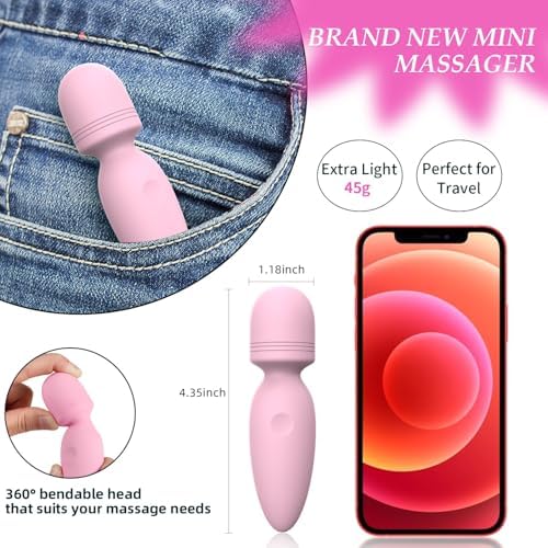 Fuwyiy Mini Massager Tools,Small Waterproof Cordless Handheld Massager with 10 Vibration Modes, Personal Handheld Massager for Back(Pink) - Image 6