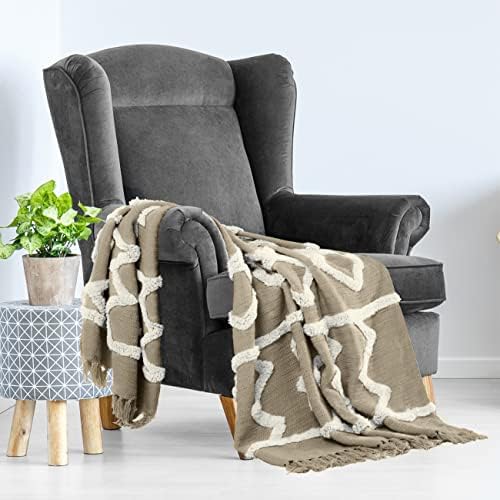 Americanflat 50x60 Throw Blanket - Soft and Breathable Cotton Throw Blanket for Couch, Bed, Chair - Decorative Blankets Perfect for Home, Office, or Outdoor Use - Chocolate and White Tufted Design - Image 2