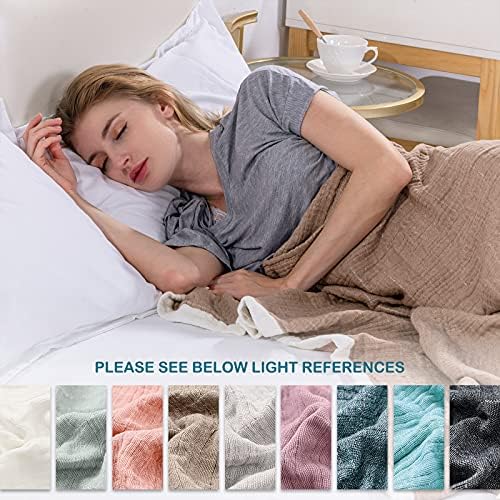 SE SOFTEXLY Muslin Throw Blanket, 4-Layer Dyed Yarn, 60”x80”, Coffee - Image 2