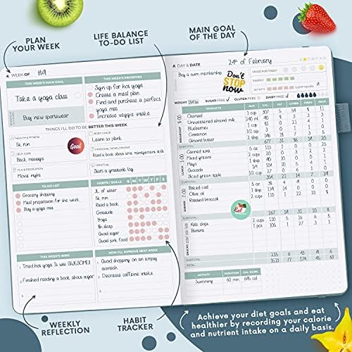 Clever Fox Wellness Planner & Food Journal for Weight Loss, A5 Aquamarine - Image 4