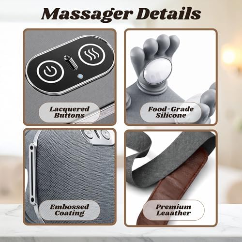 LIVINGPRO Neck & Shoulder Massager with Heat, Deep Tissue Shiatsu with Bionic Palm 4D Kneading, Simulated Human Hand Massage, 3 Adjustable Intensities, Portable Pain Relief for Home & Office - Image 5