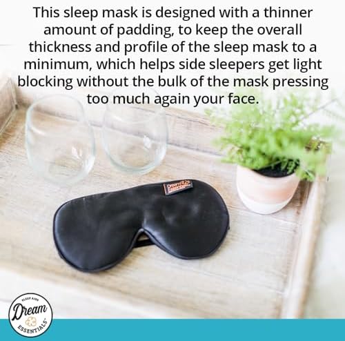 Dream Essentials Ultra Silk 360 Sleep Mask, Mulberry Silk Blindfold Eye Mask with 2 Fully Adjustable Straps, Thin Profile Night Mask Great for Side, Stomach, or Back Sleepers - Black - Image 6