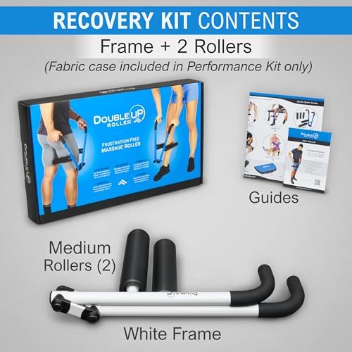 DoubleUP Roller D2 Leg & Arm Massager, Metal Frame + 2 Rollers, White - Image 2