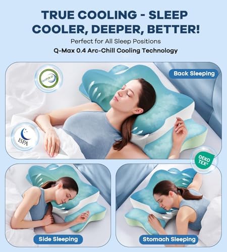 DONAMA Cervical Pillow for Neck and Shoulder Pain Relief, Cooling Contour Memory Foam Pillow, Dual-Height Ergonomic Neck Support Pillow for Side Back Stomach Sleepers with Removable Pillowcase - Image 4