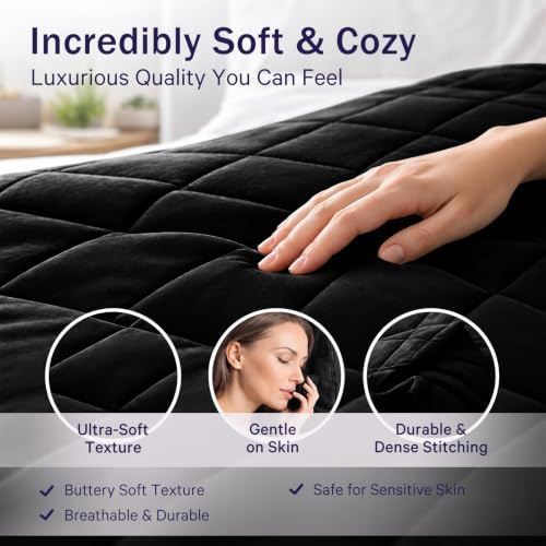 Weighted Blanket for Adults 20lbs, 78"x86", King Size Cooling Heavy Throw Blanket for 180-220lbs, Microfiber Soft Big Blankets Weighted Comforter, Black - Image 7