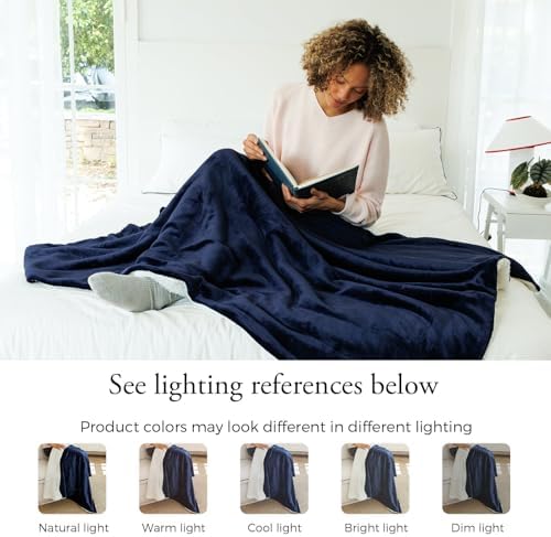 NANPIPER Sherpa Blanket for Couch, Warm and Lightweight Throw, Soft Fuzzy Plush Fleece for Winter, Estate Blue 50x60 Inches - Image 6