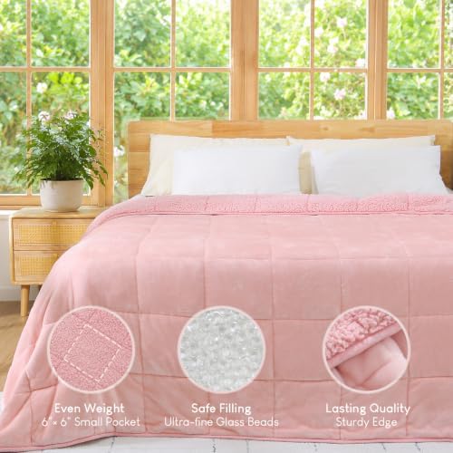 Cottonblue Pink Weighted Blankets 25lbs for Adults King Size 90"x90" Soft - Image 4