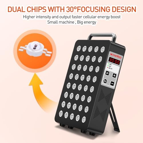 Red Light Therapy Panel 5 Wavelength 40 Dual Chip LEDs Black - Image 6