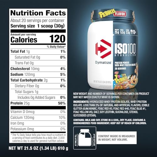 Bundle of Dymatize Performance Protein Shake, Fruity Pebbles (12 pack) + ISO100 Whey Protein Powder Isolate, Fruity Pebbles (20 Servings) - Image 3