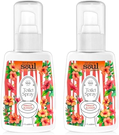 THE GOOD SOUL PROJECT Toilet Spray, Hibiscus Blossom, Bathroom Toilet Odor Eliminator, Air Freshener for Home, 2 Fl Oz Each Pocket Travel Size(2 Pack) by THEGOODSOULPROJECT